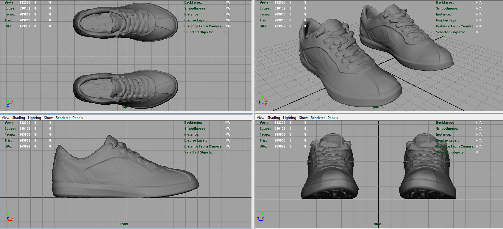 Sneakers pair of maroon shoes Low-poly 3D model_6