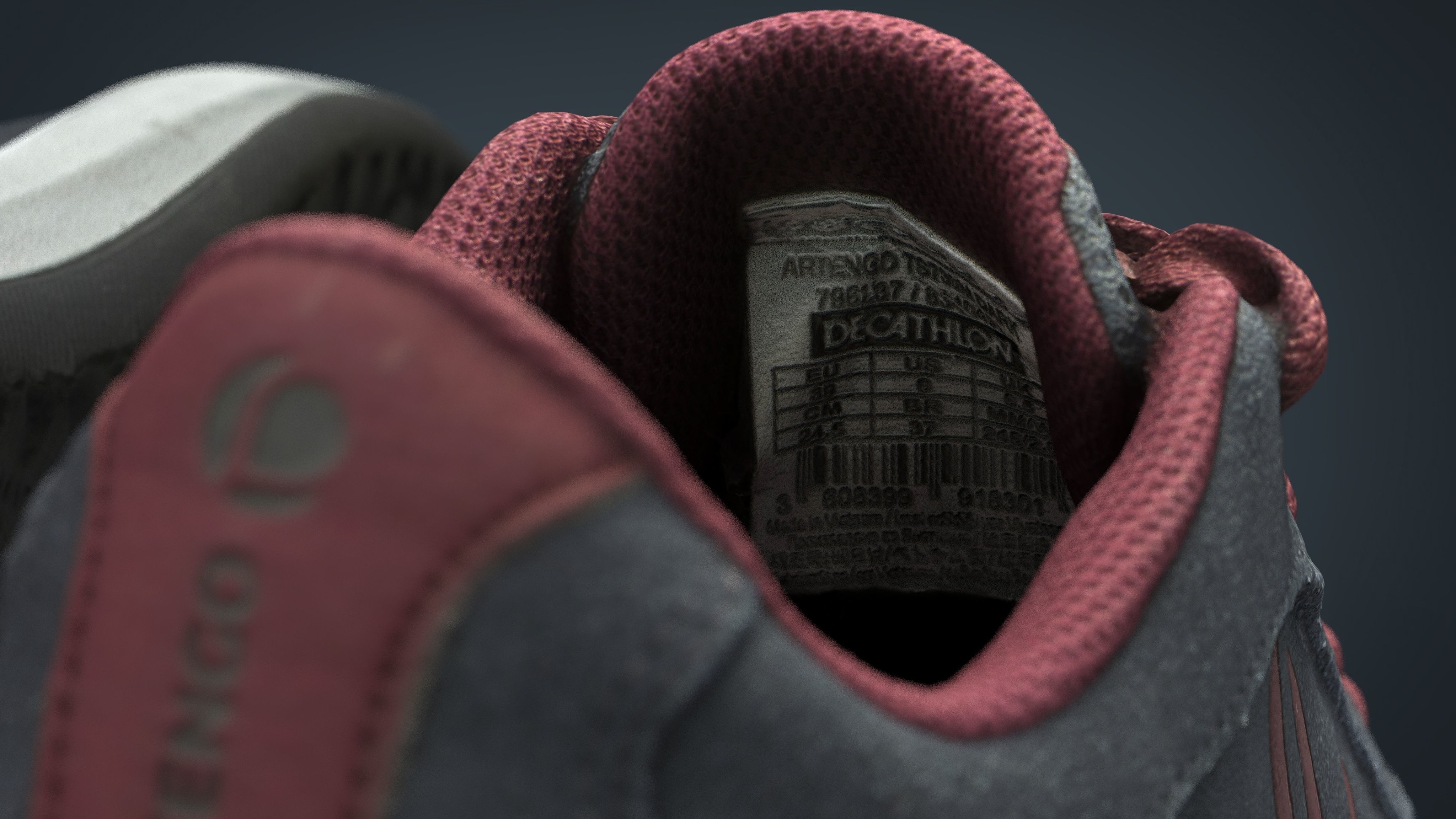 Sneakers pair of maroon shoes Low-poly 3D model_10