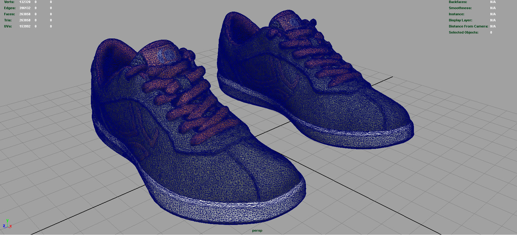 Sneakers pair of maroon shoes Low-poly 3D model_8