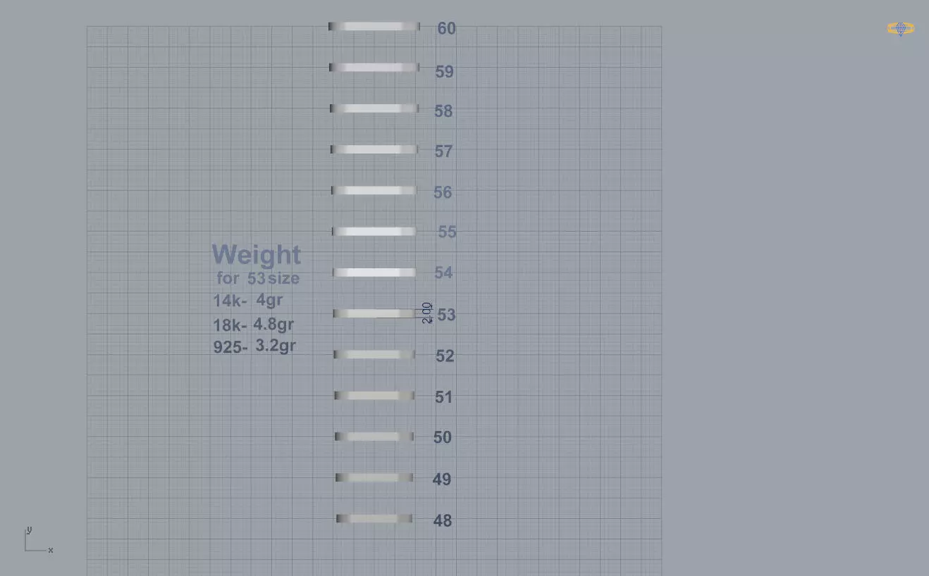 Square Ring Collection 48-60 size 3D print model_3