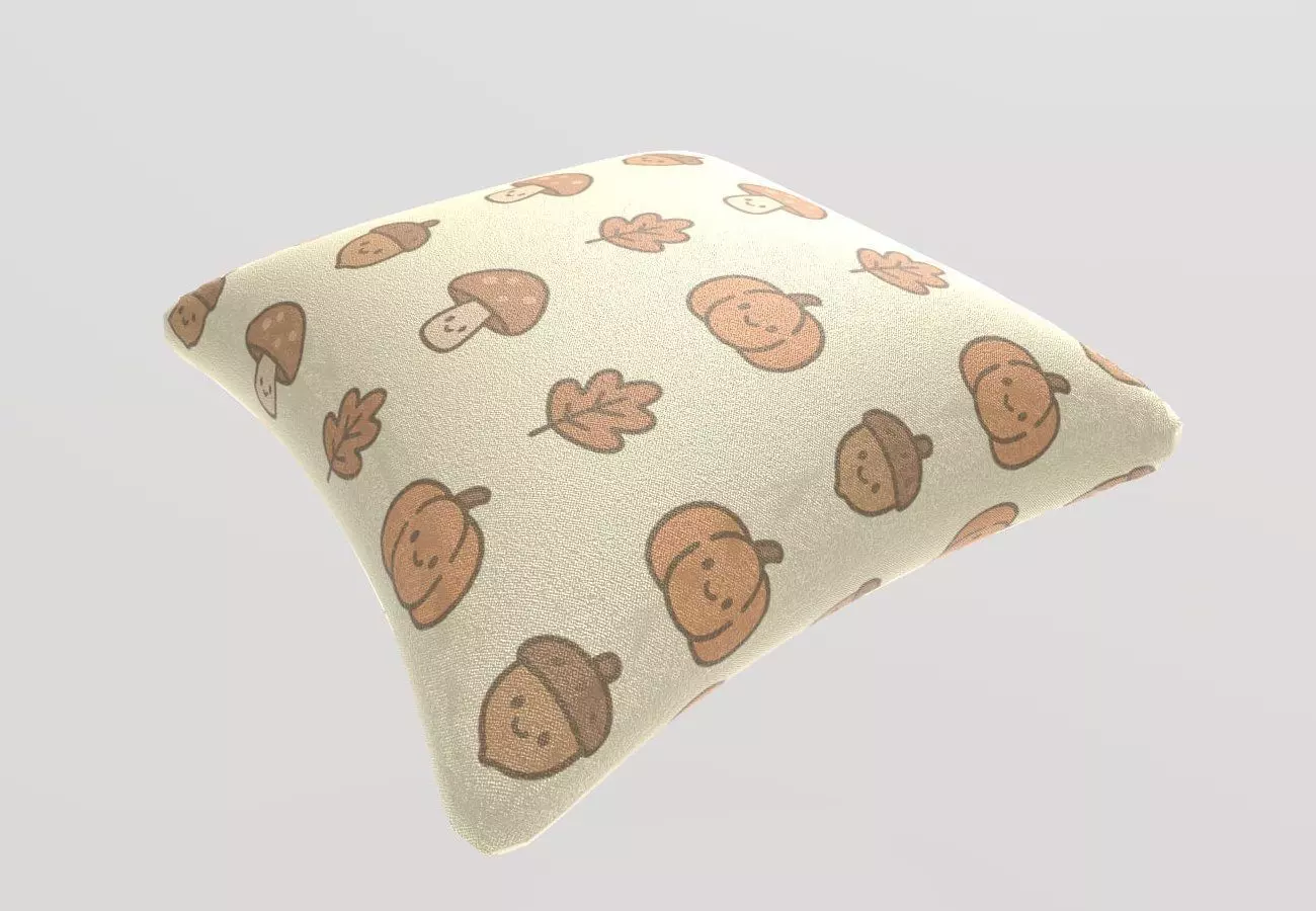 Stylized Low-Poly Cute Pillow Low-poly 3D model_10