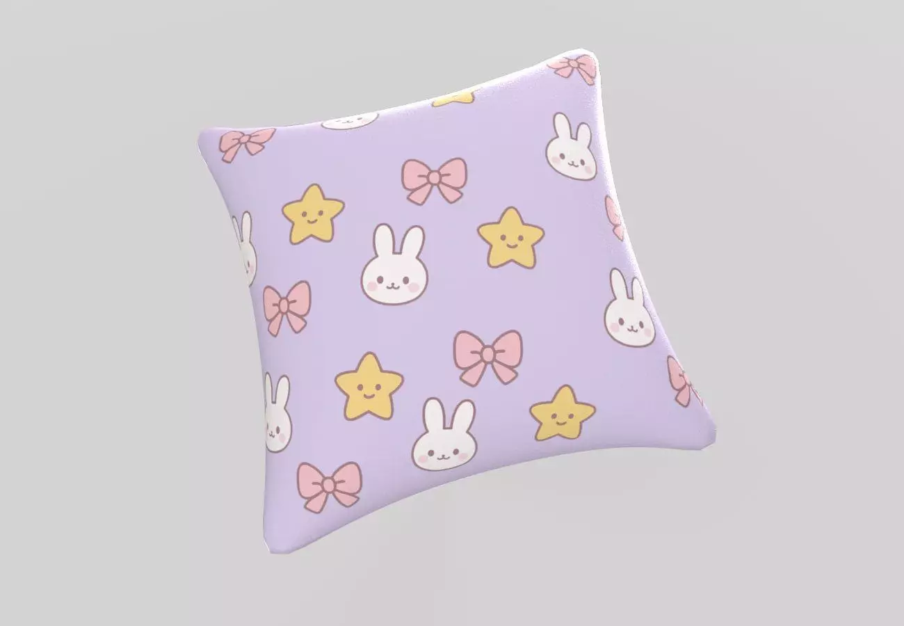 Stylized Low-Poly Cute Pillow Low-poly 3D model_19