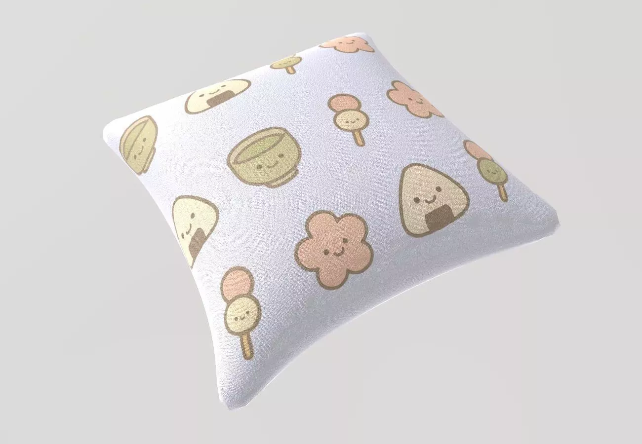 Stylized Low-Poly Cute Pillow Low-poly 3D model_17
