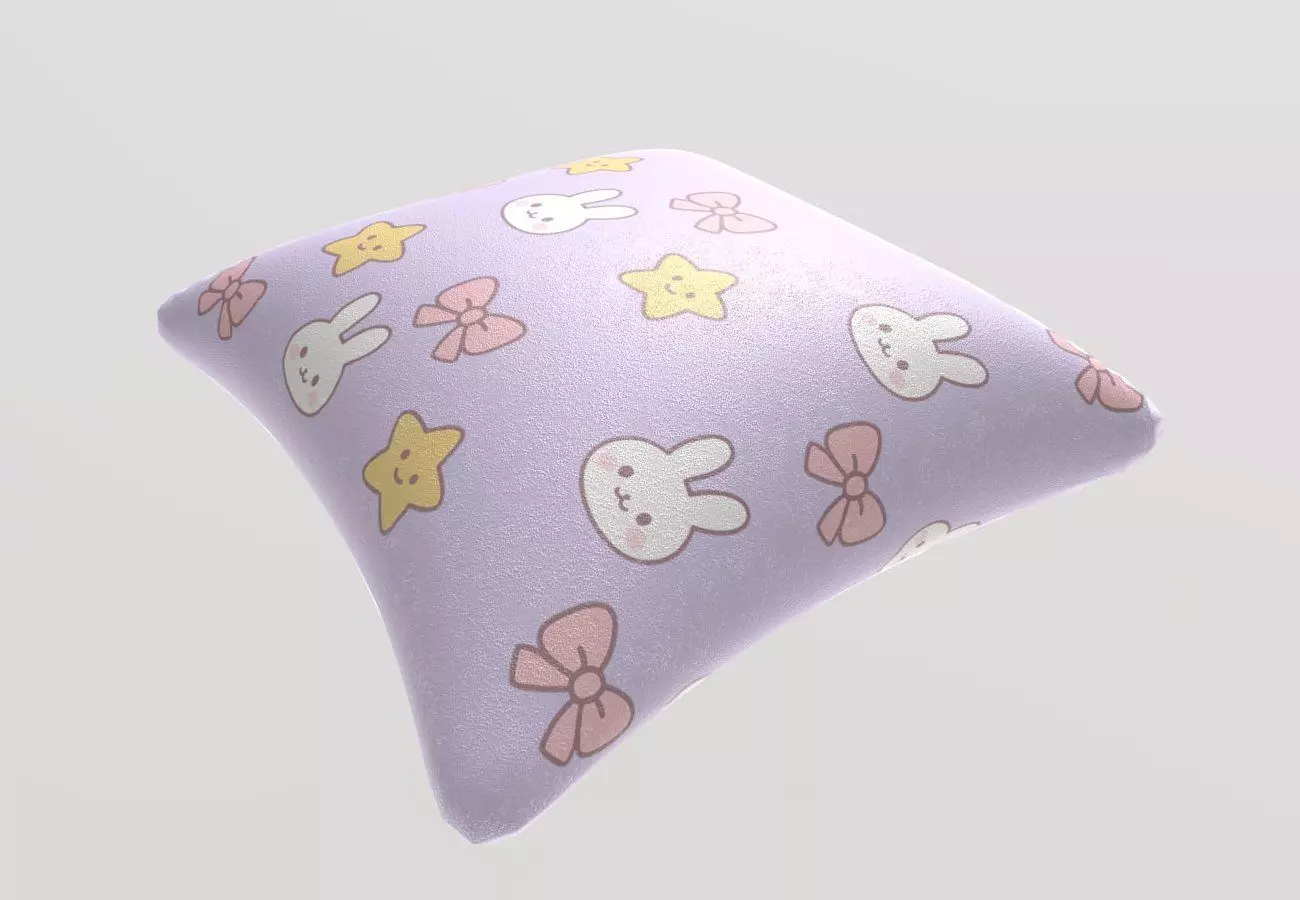 Stylized Low-Poly Cute Pillow Low-poly 3D model_22