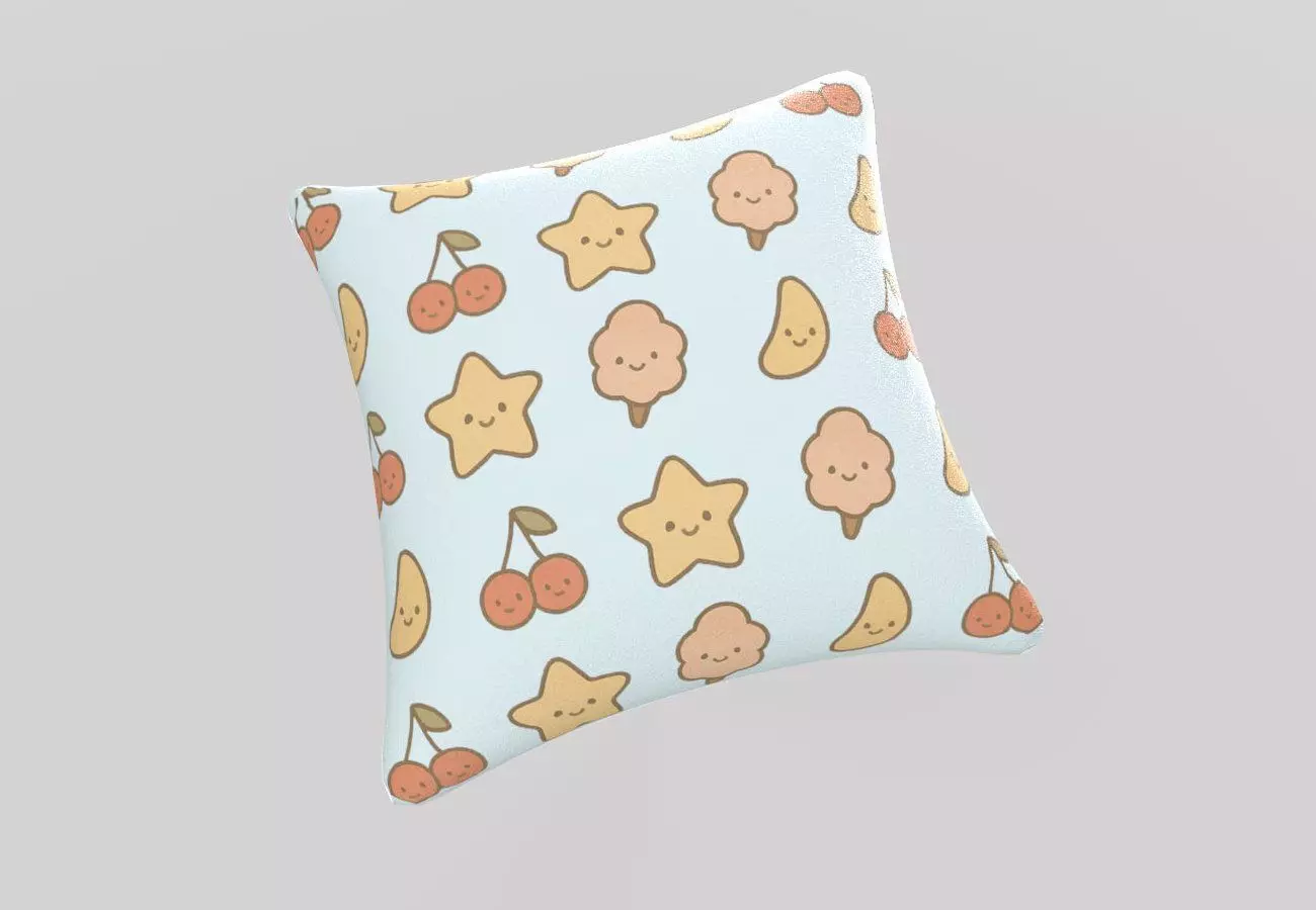Stylized Low-Poly Cute Pillow Low-poly 3D model_3