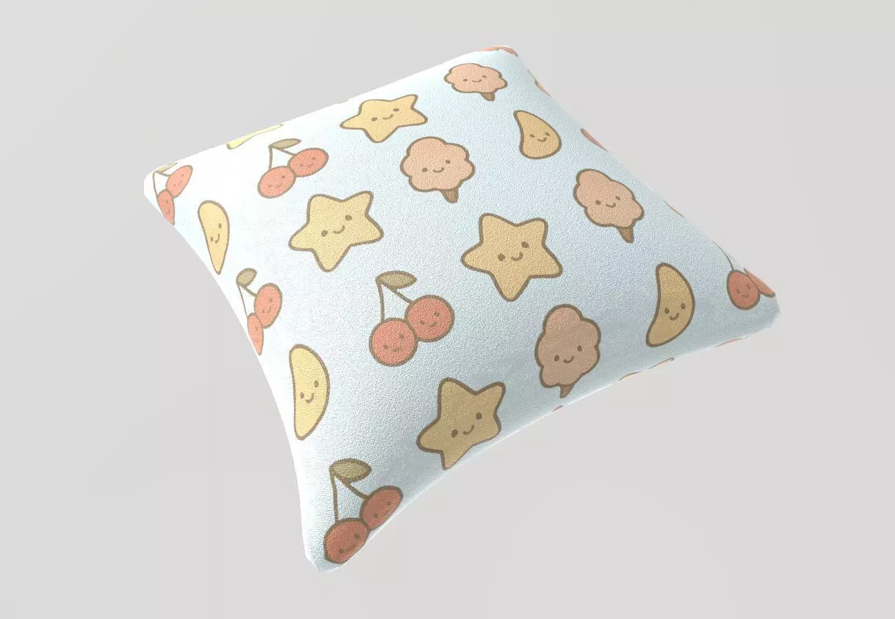 Stylized Low-Poly Cute Pillow Low-poly 3D model_5