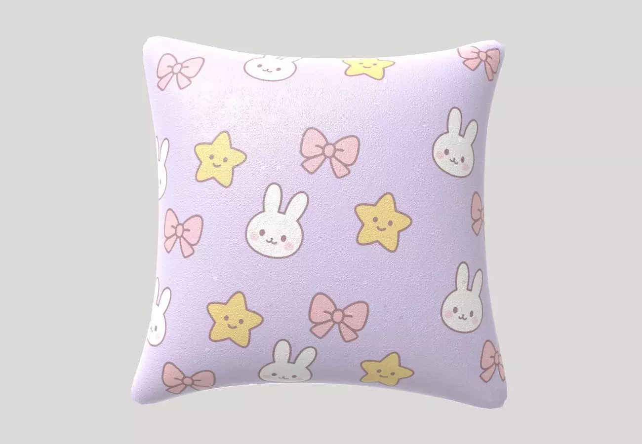 Stylized Low-Poly Cute Pillow Low-poly 3D model_20