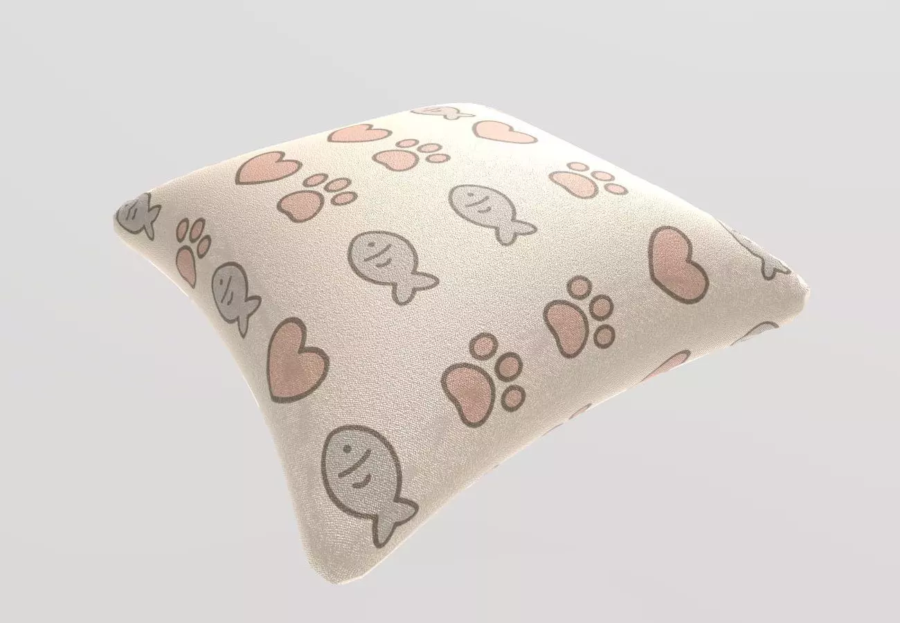Stylized Low-Poly Cute Pillow Low-poly 3D model_14