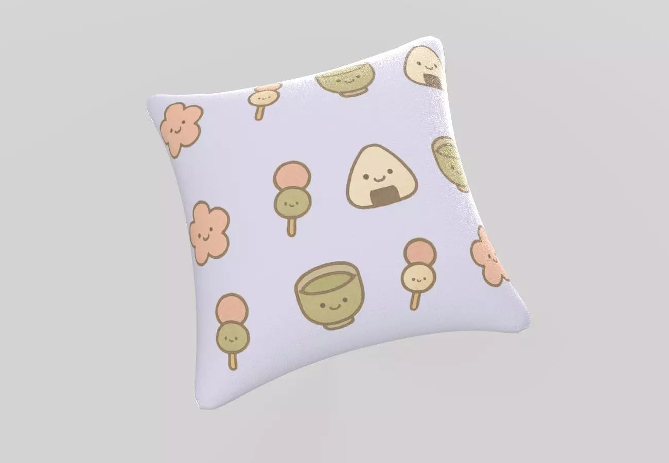Stylized Low-Poly Cute Pillow Low-poly 3D model_15