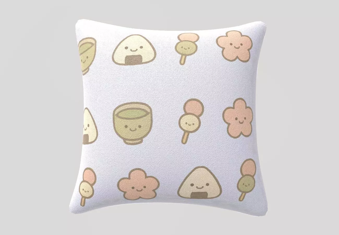 Stylized Low-Poly Cute Pillow Low-poly 3D model_16