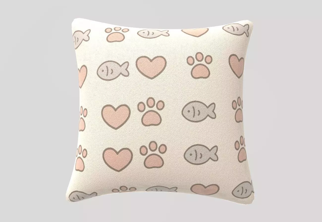 Stylized Low-Poly Cute Pillow Low-poly 3D model_12
