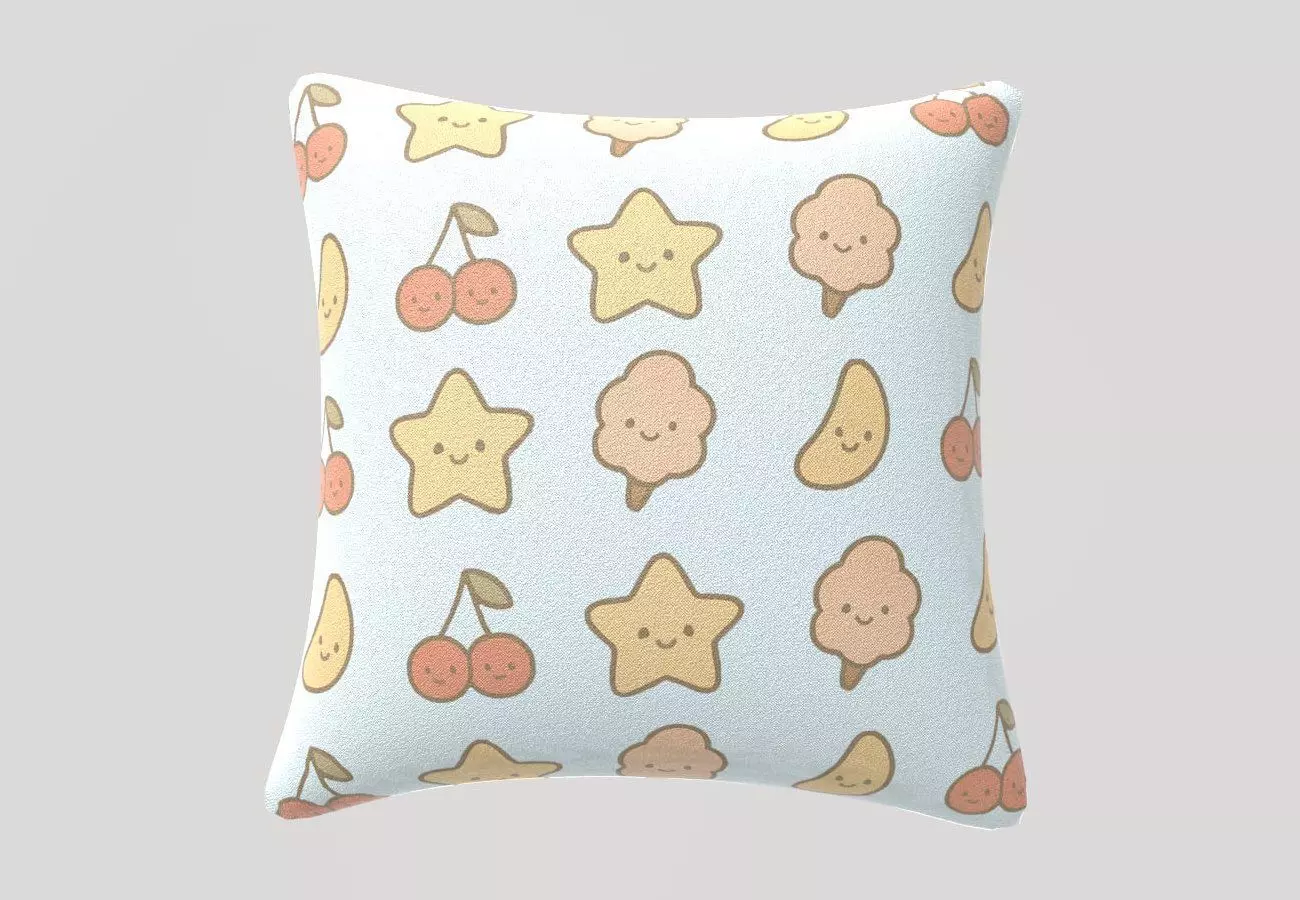 Stylized Low-Poly Cute Pillow Low-poly 3D model_4