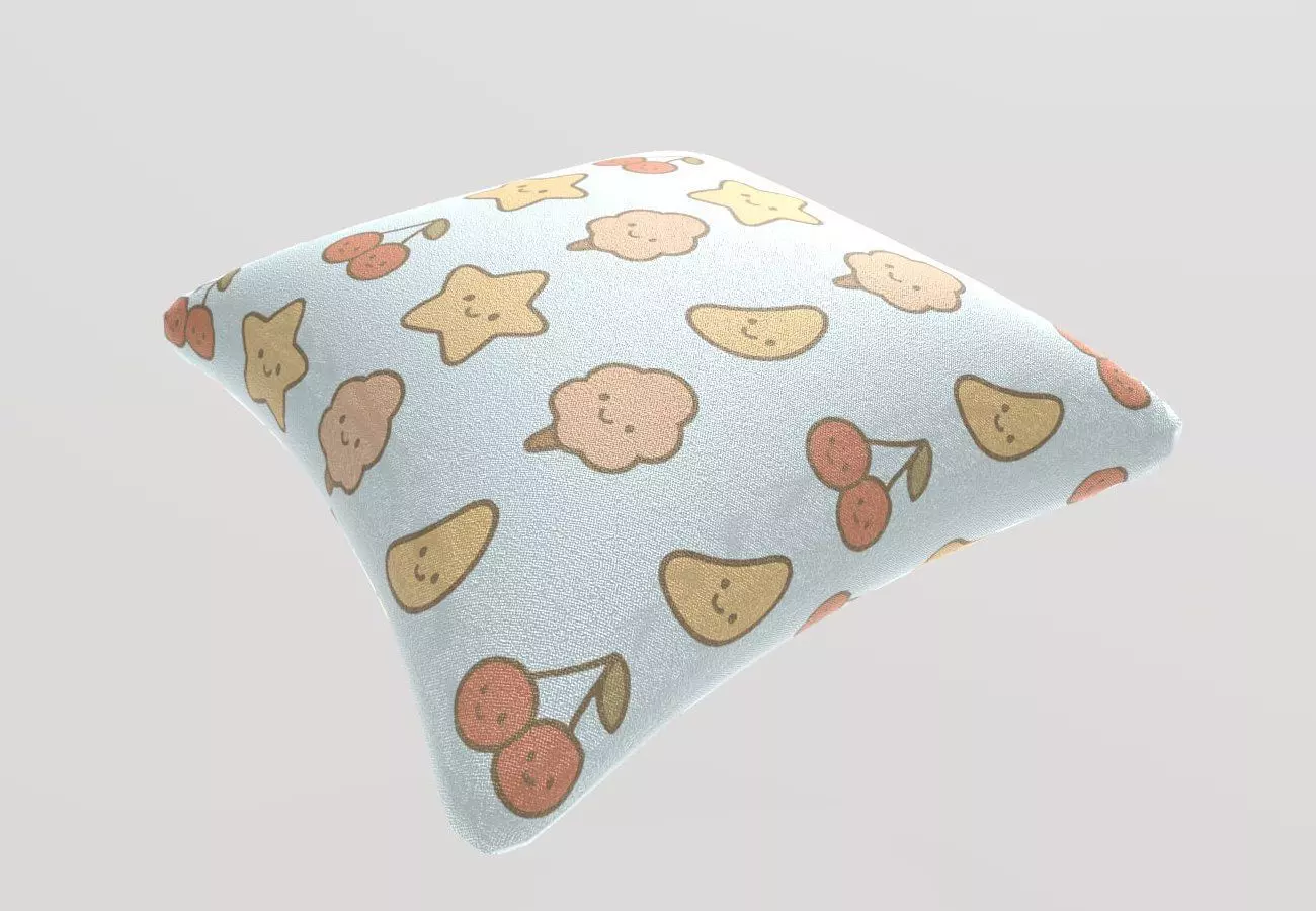 Stylized Low-Poly Cute Pillow Low-poly 3D model_6