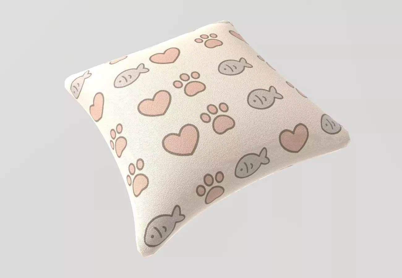 Stylized Low-Poly Cute Pillow Low-poly 3D model_13