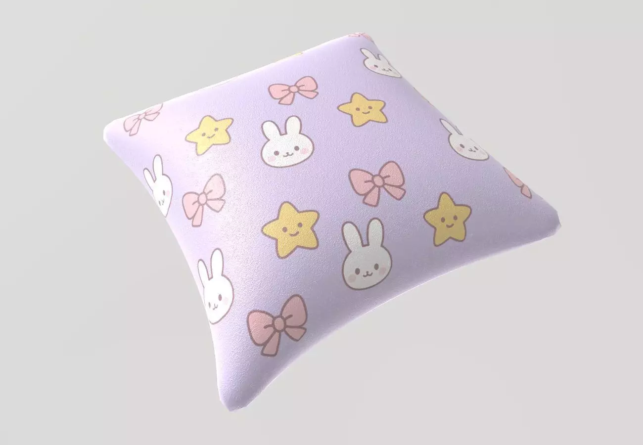Stylized Low-Poly Cute Pillow Low-poly 3D model_21