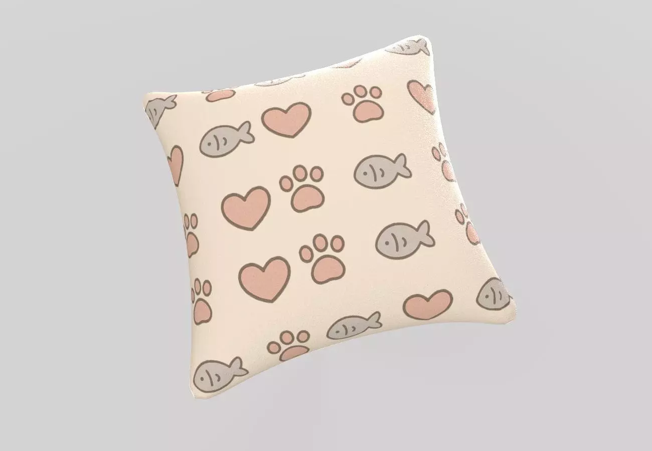 Stylized Low-Poly Cute Pillow Low-poly 3D model_11