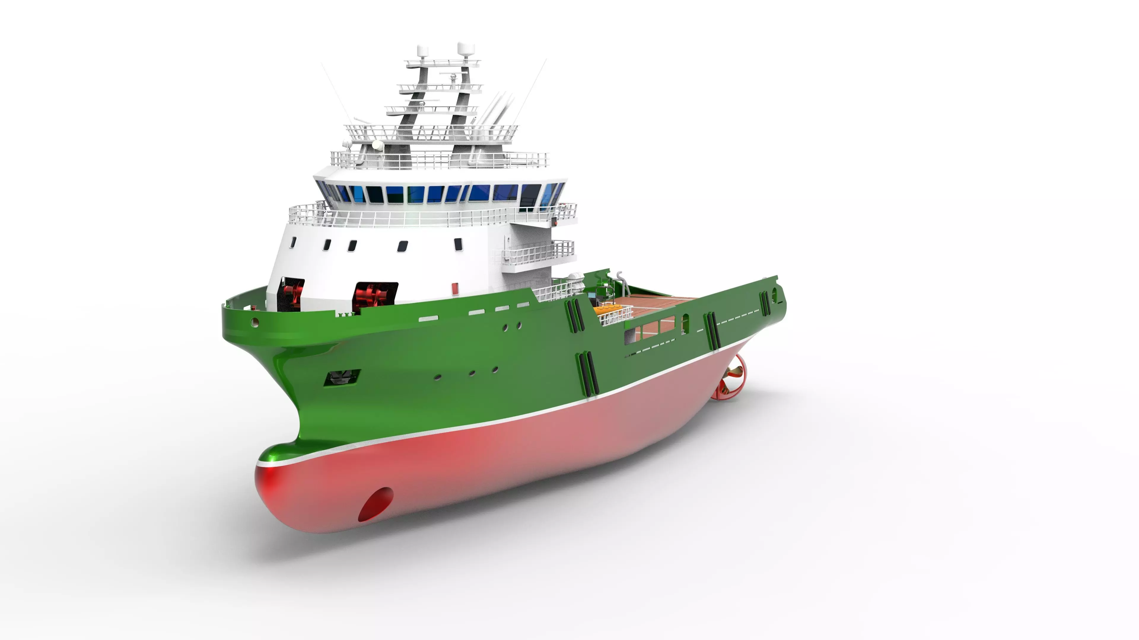 The Green Anchor Handling Tug Supply Low-poly 3D model_0