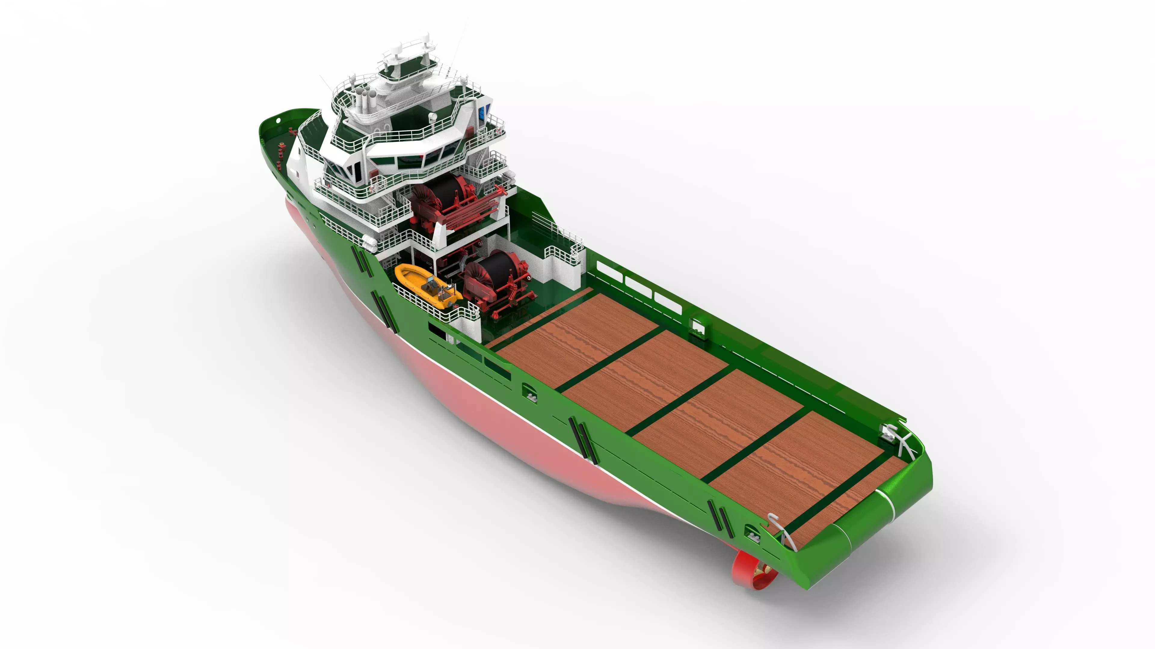 The Green Anchor Handling Tug Supply Low-poly 3D model_7