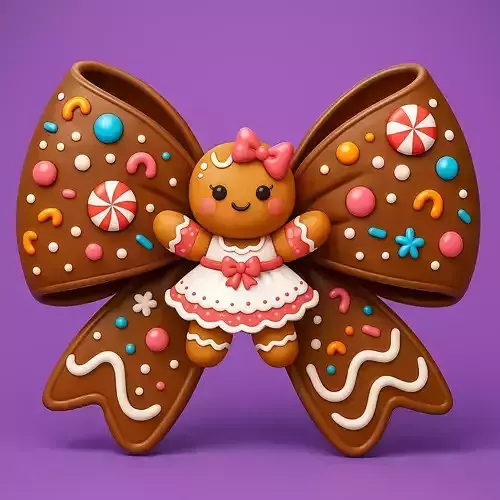 Gingerbread Girl on Christmas Bow 3D print model