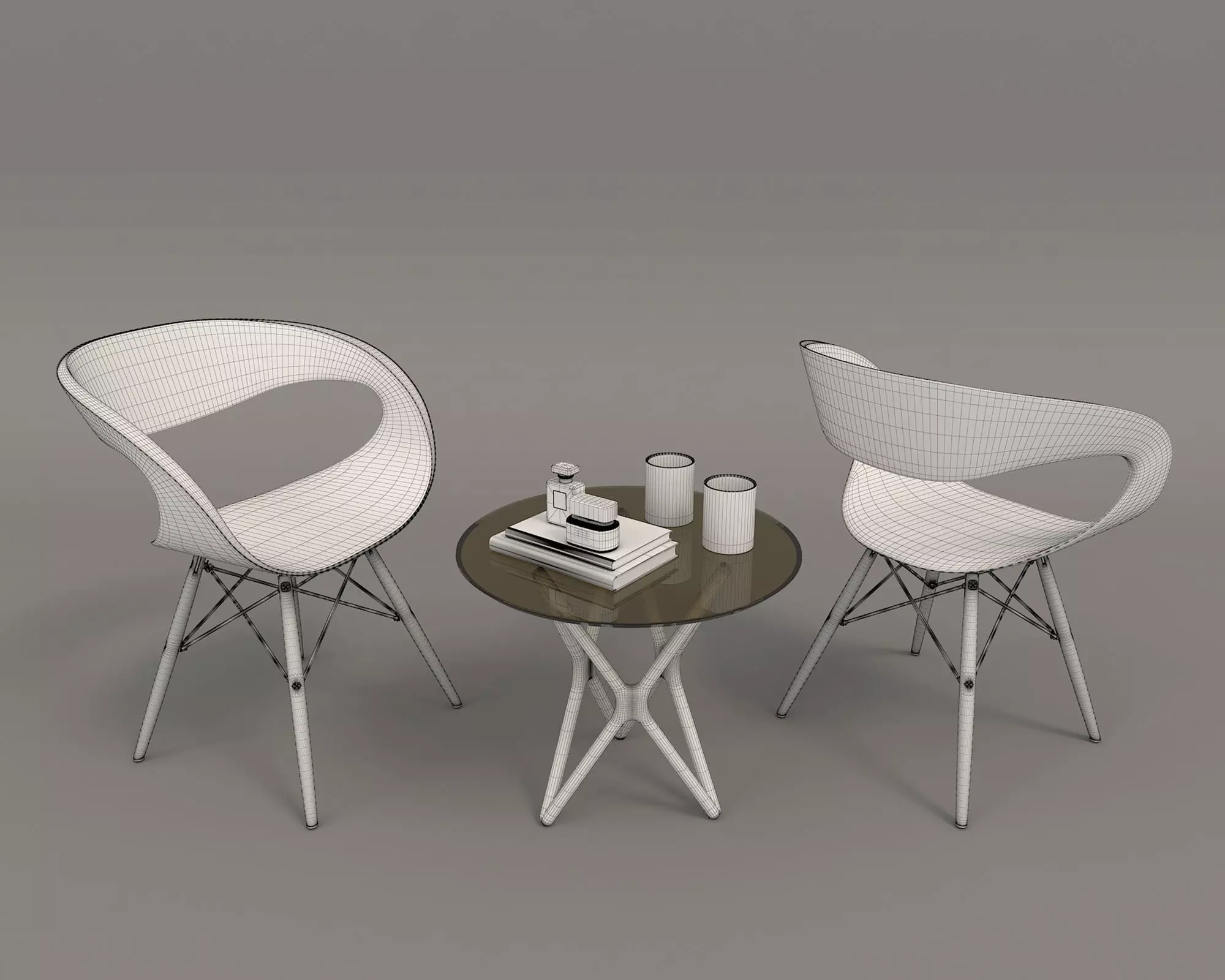 Modern Table and Chair Set 3 3D model_9