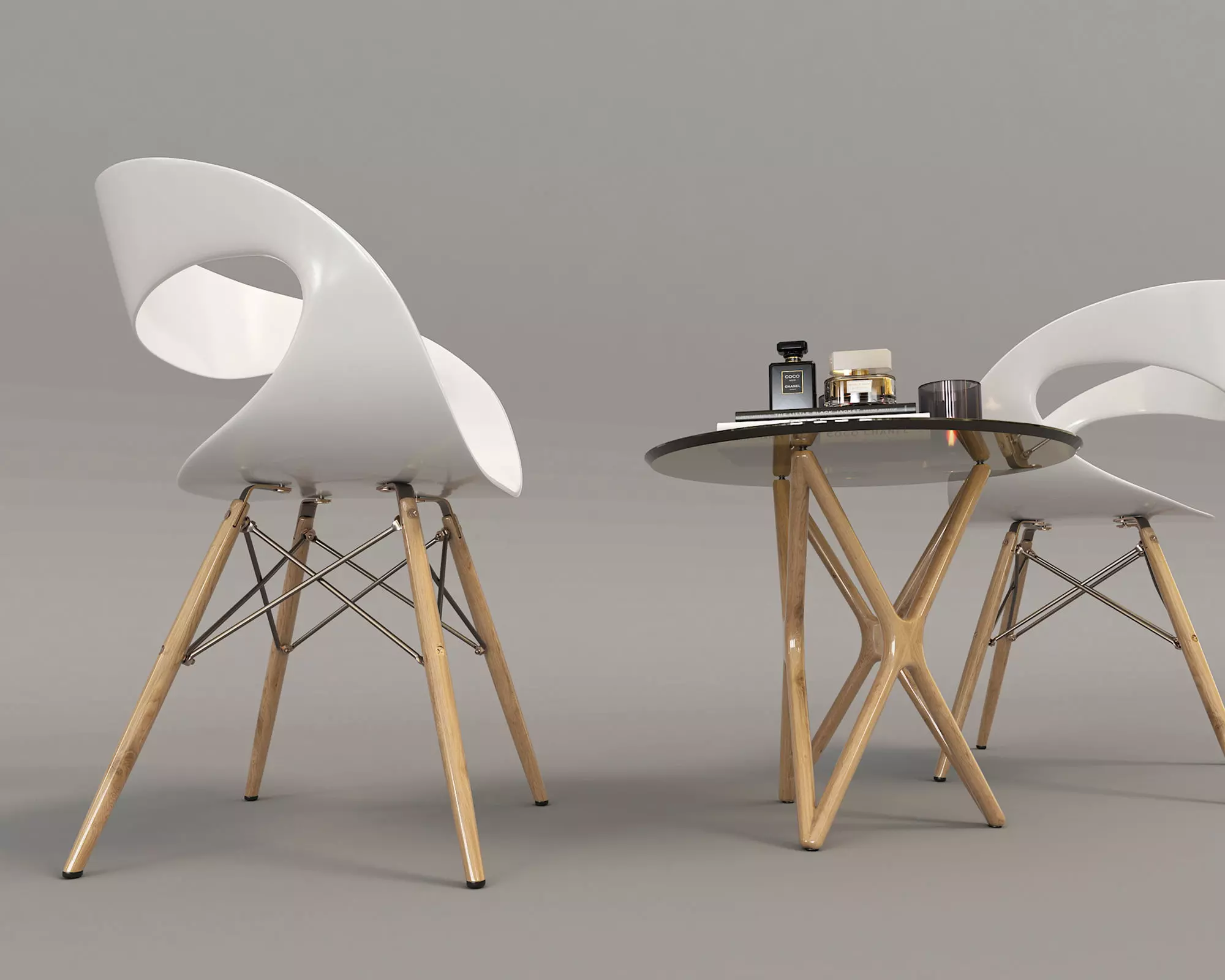 Modern Table and Chair Set 3 3D model_2
