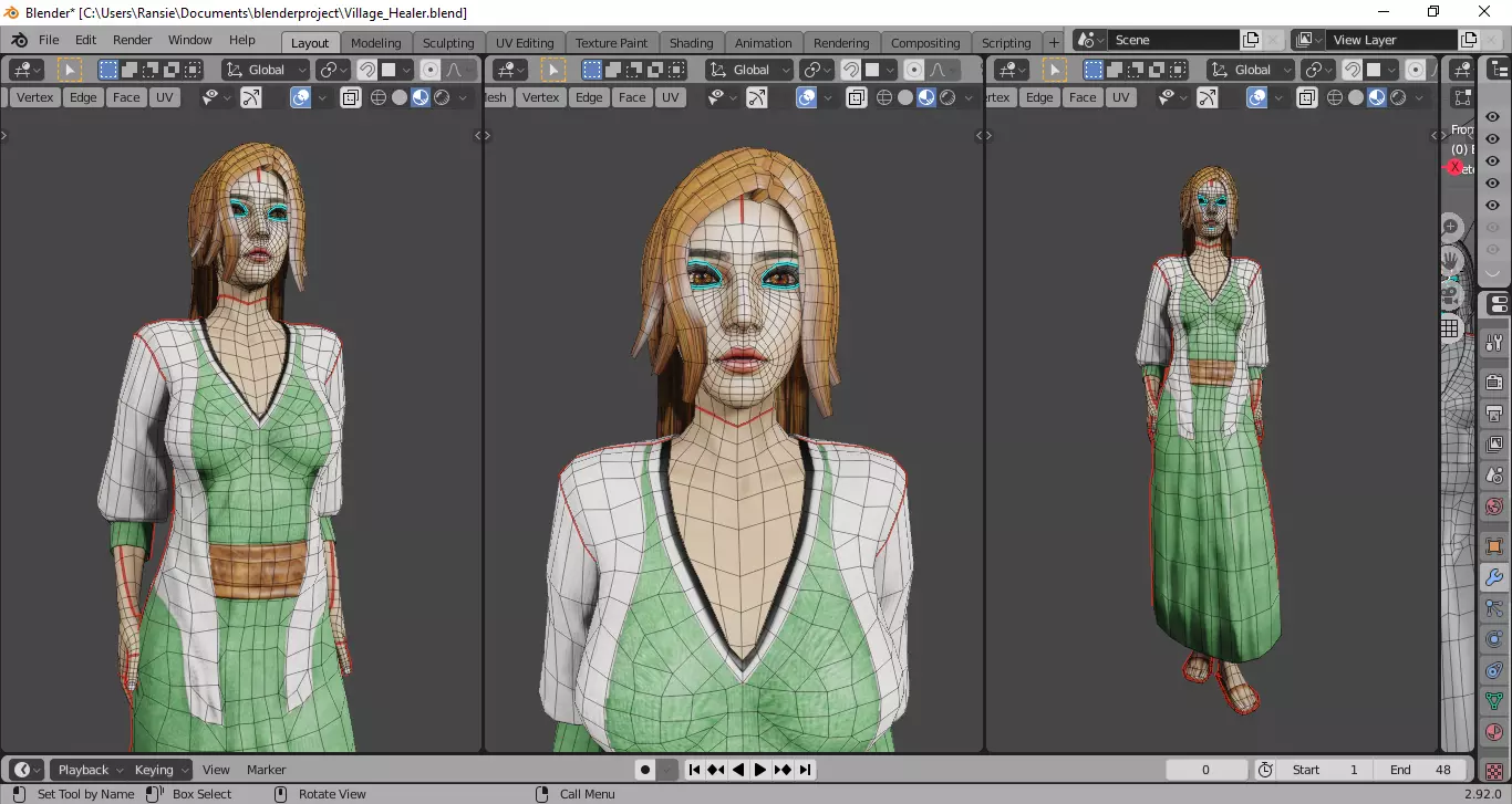  Village Healer - Stylized Low Poly Game Ready NPC  Low-poly 3D model_13