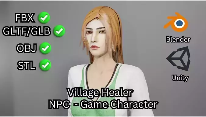  Village Healer - Stylized Low Poly Game Ready NPC 