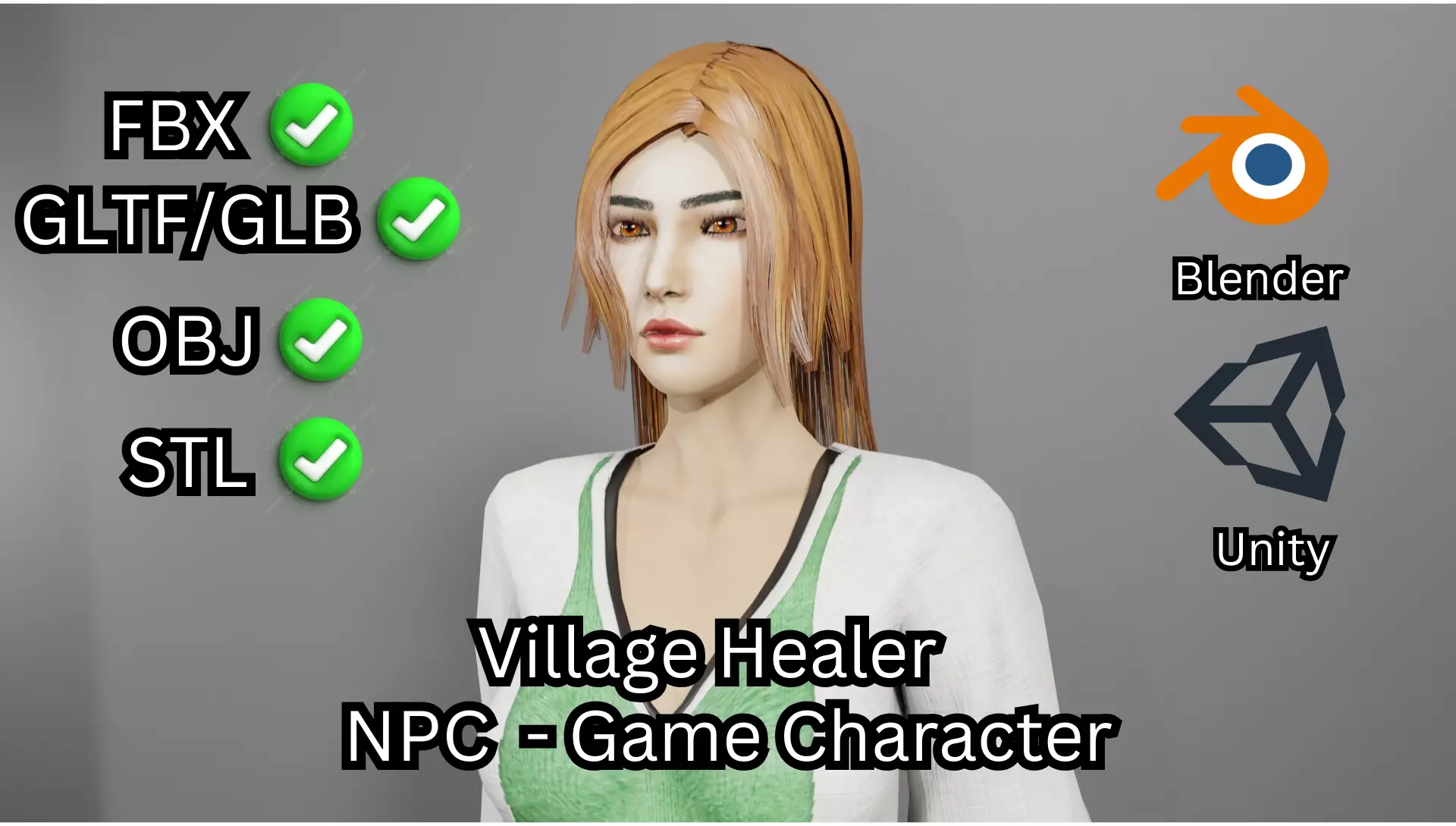  Village Healer - Stylized Low Poly Game Ready NPC  Low-poly 3D model_0