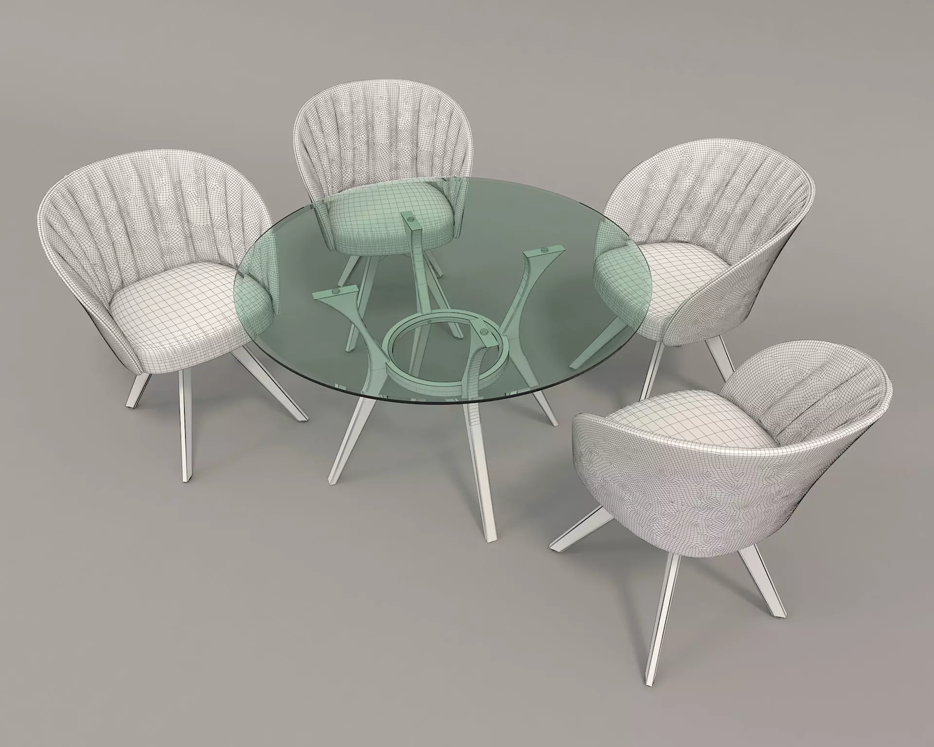 Modern Table and Chair Set 4 3D model_10