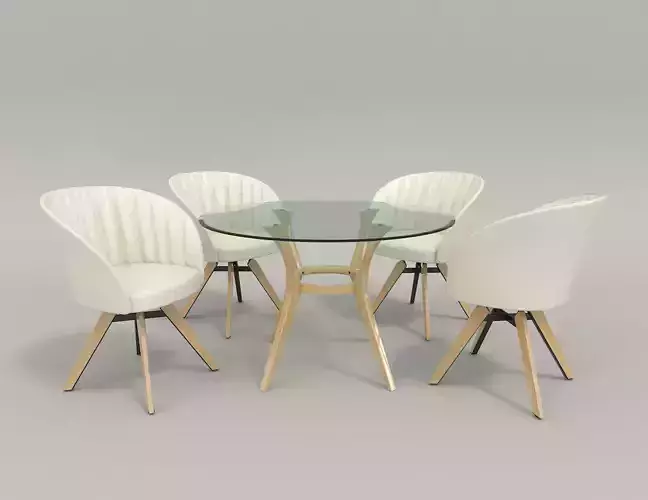 Modern Table and Chair Set 4 3D model