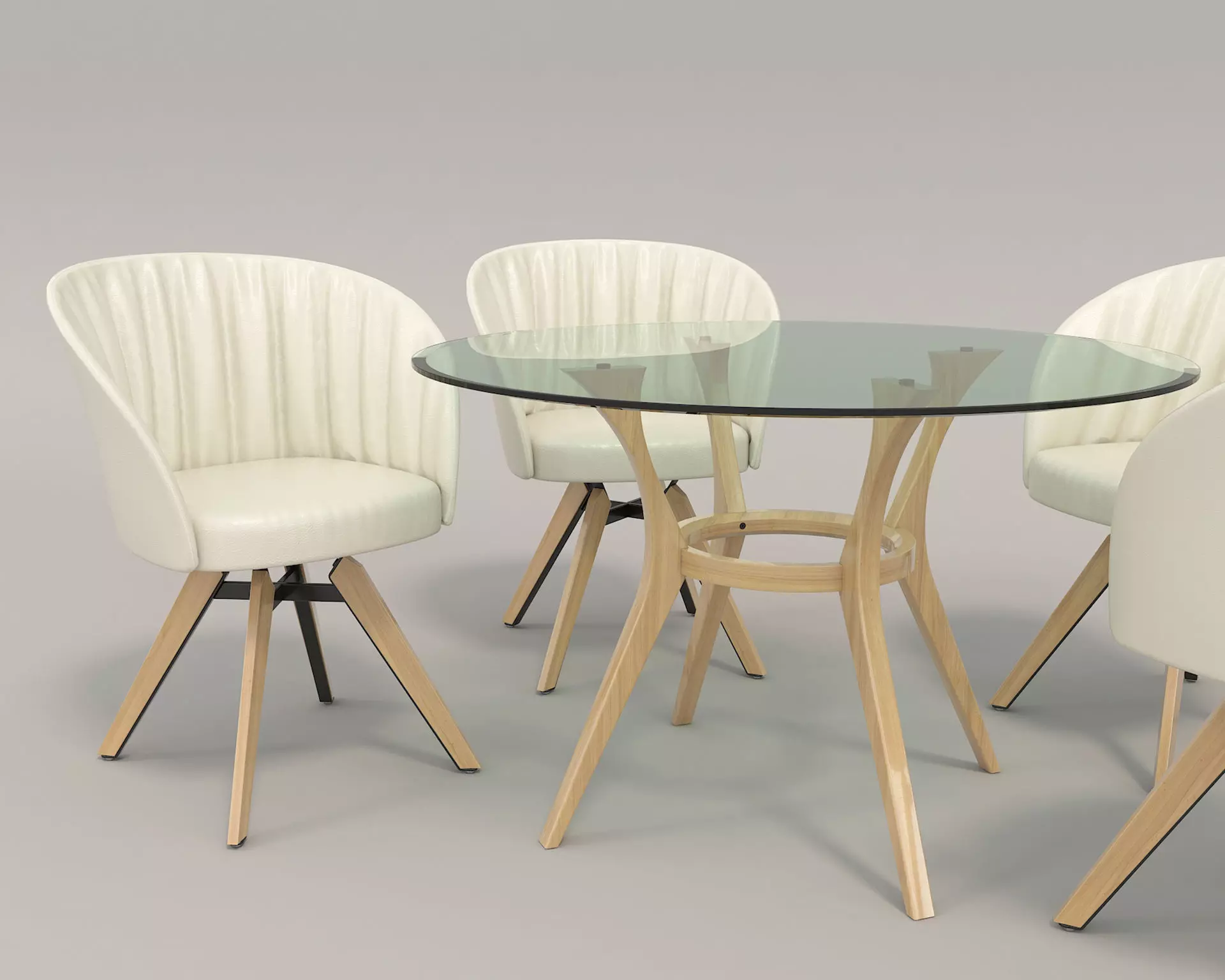 Modern Table and Chair Set 4 3D model_1