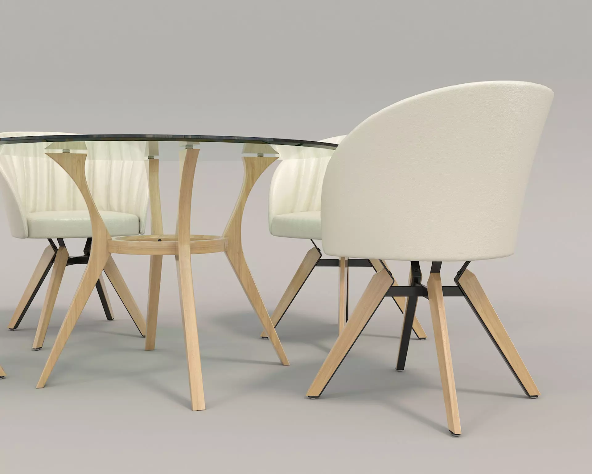 Modern Table and Chair Set 4 3D model_5