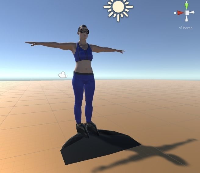 Low Poly monofin model pair of shoes Low-poly 3D model_1