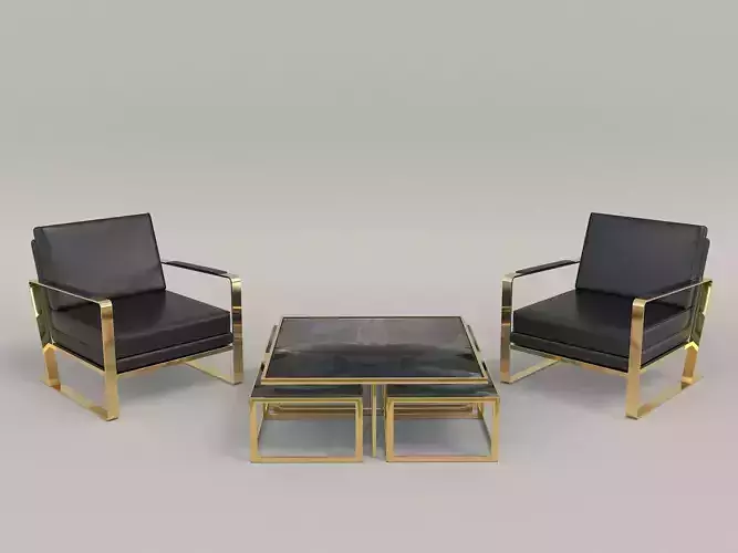 Modern Coffee Table and Armchair Set 6