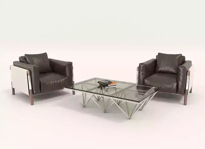 Modern Coffee Table and Armchair Set 7
