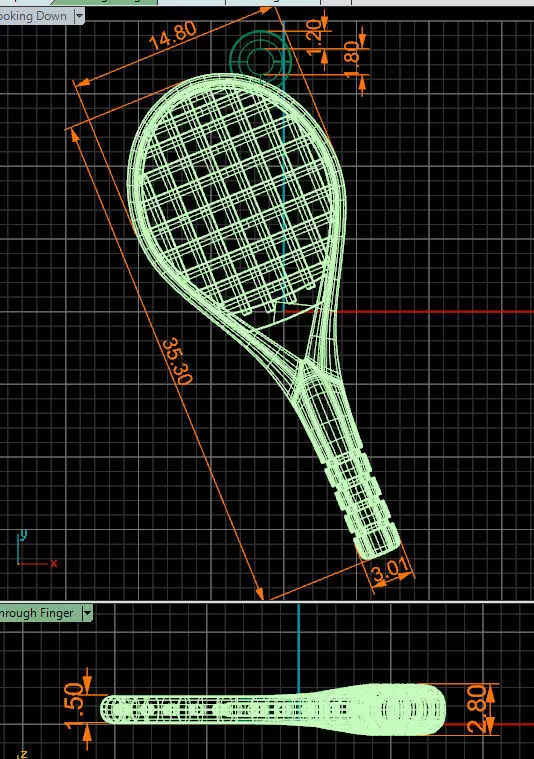 Tennis racket Pendant 3D print model_4