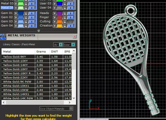Tennis racket Pendant 3D print model_3