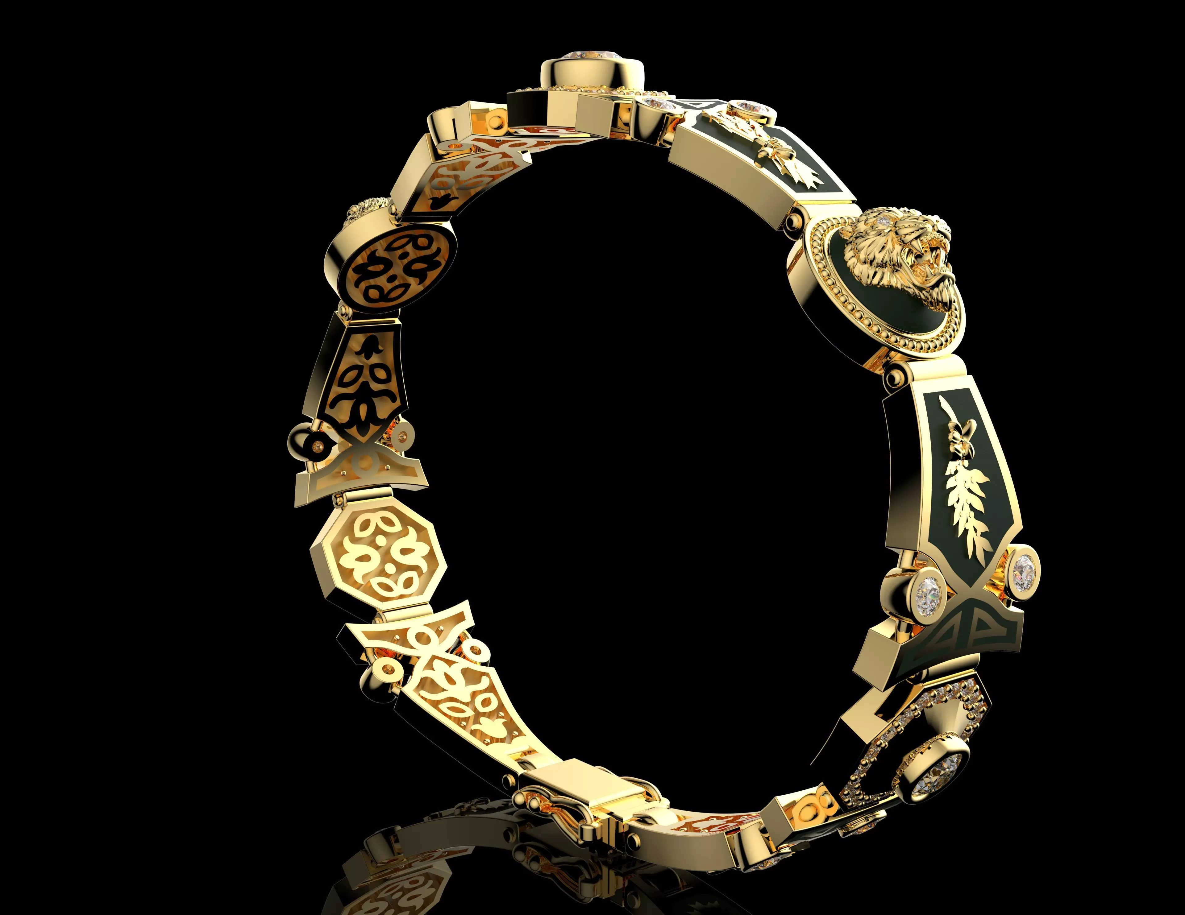 Golden Tiger Power Bracelet Luxury Gold Jewelry 3D print model_4