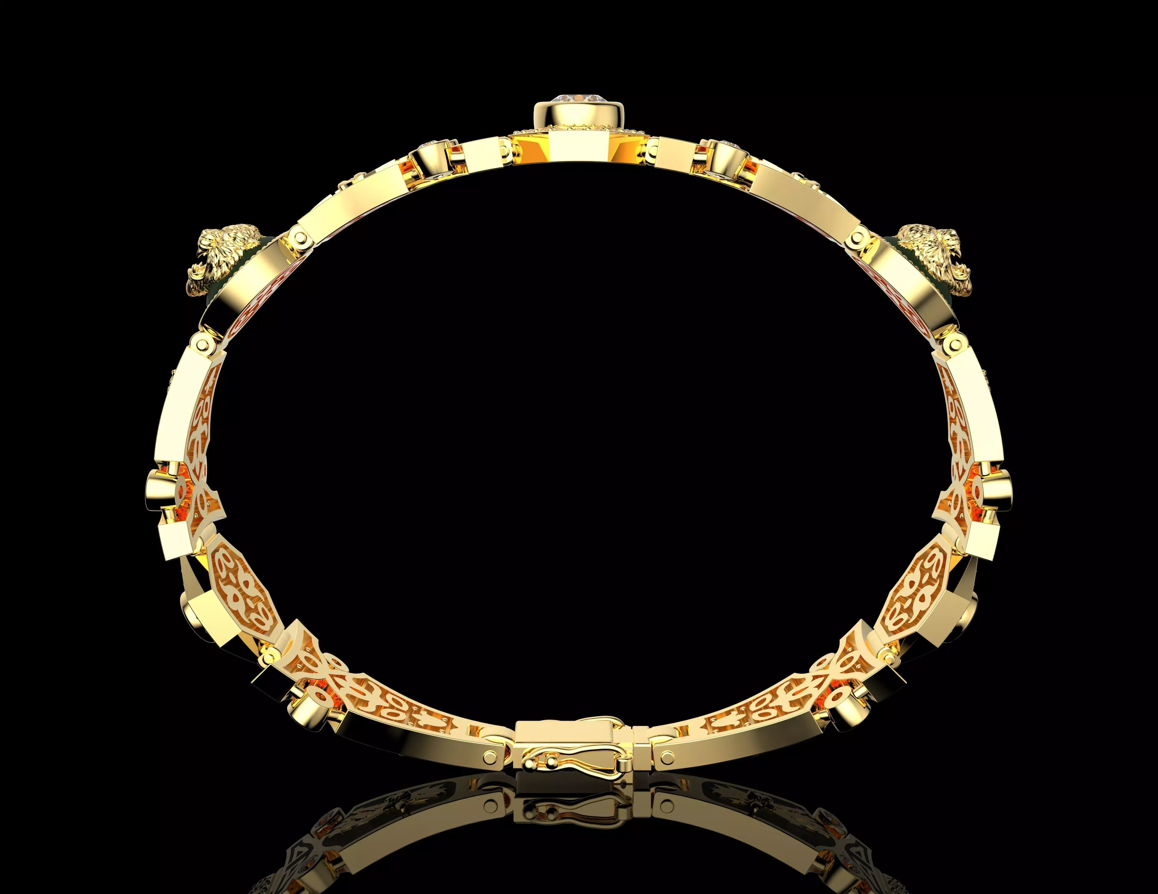 Golden Tiger Power Bracelet Luxury Gold Jewelry 3D print model_3