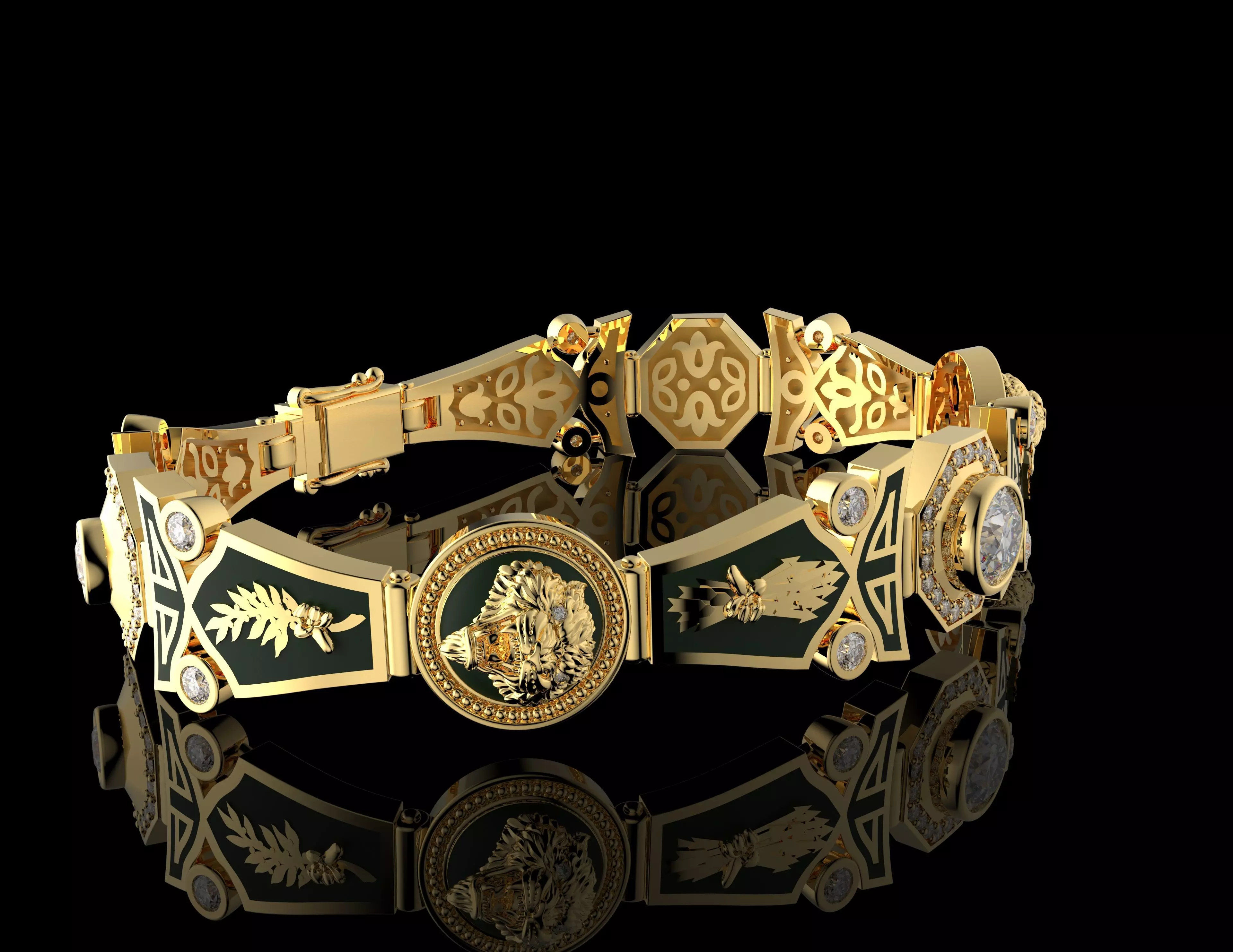 Golden Tiger Power Bracelet Luxury Gold Jewelry 3D print model_7