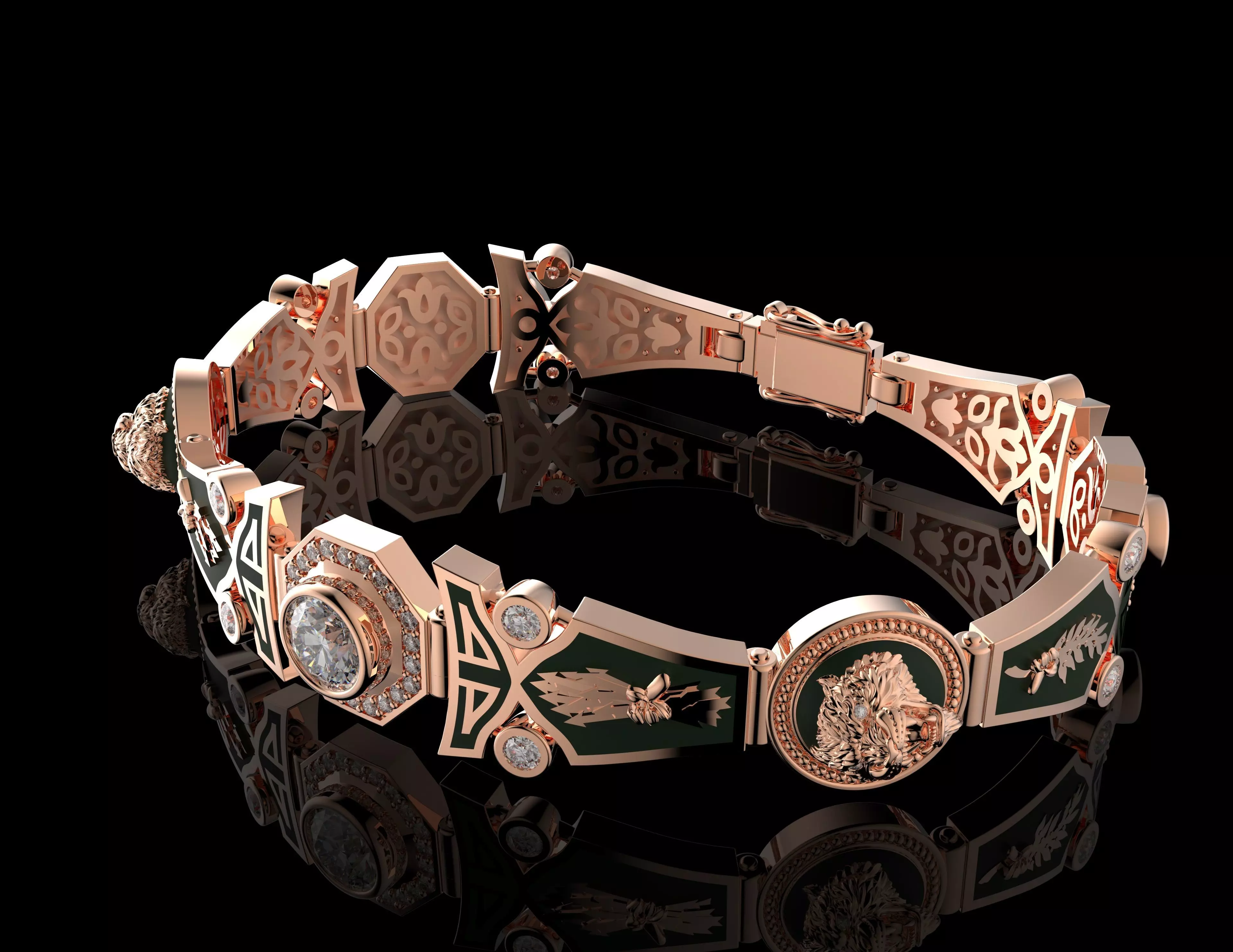 Golden Tiger Power Bracelet Luxury Gold Jewelry 3D print model_11