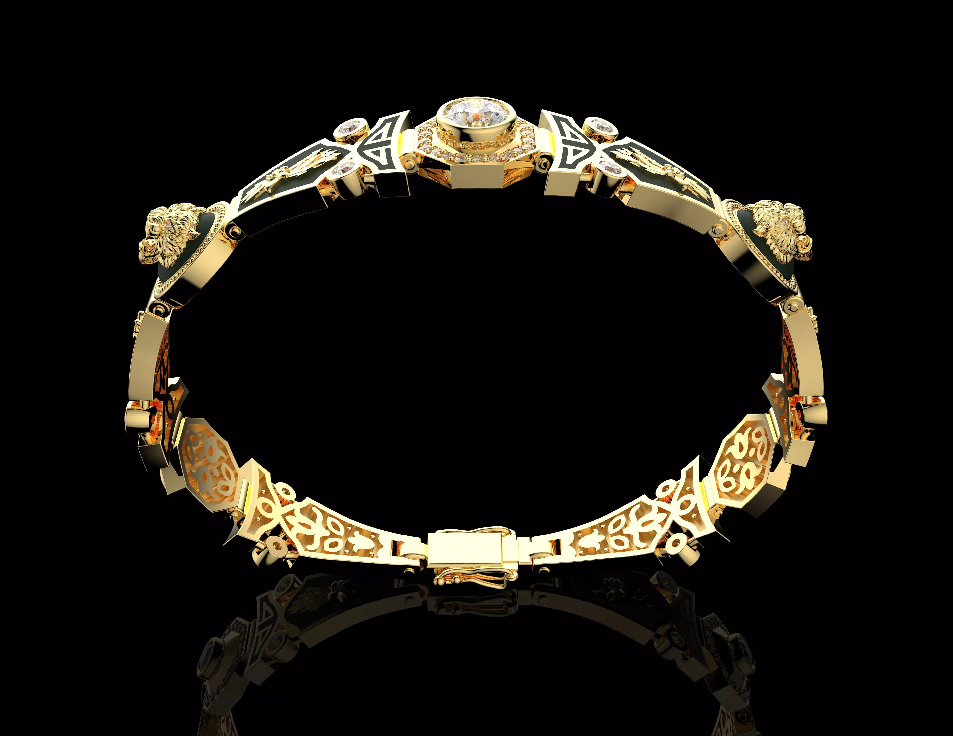 Golden Tiger Power Bracelet Luxury Gold Jewelry 3D print model_2