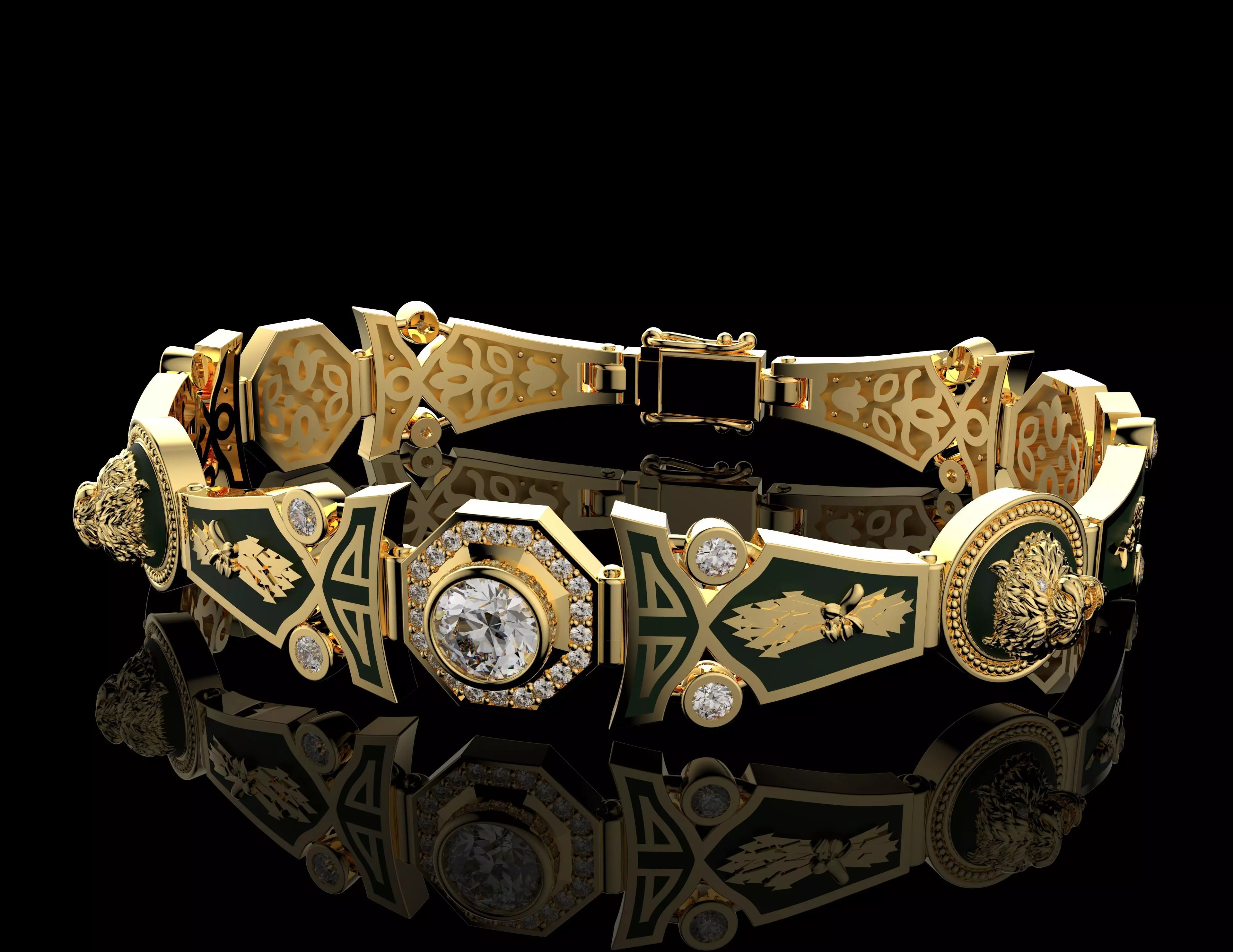 Golden Tiger Power Bracelet Luxury Gold Jewelry 3D print model_6