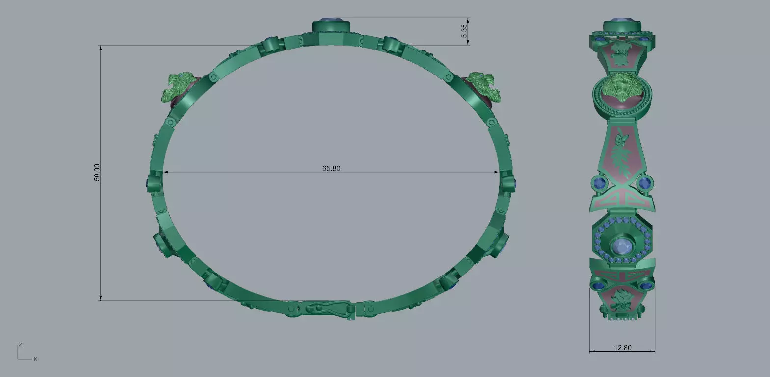 Golden Tiger Power Bracelet Luxury Gold Jewelry 3D print model_14