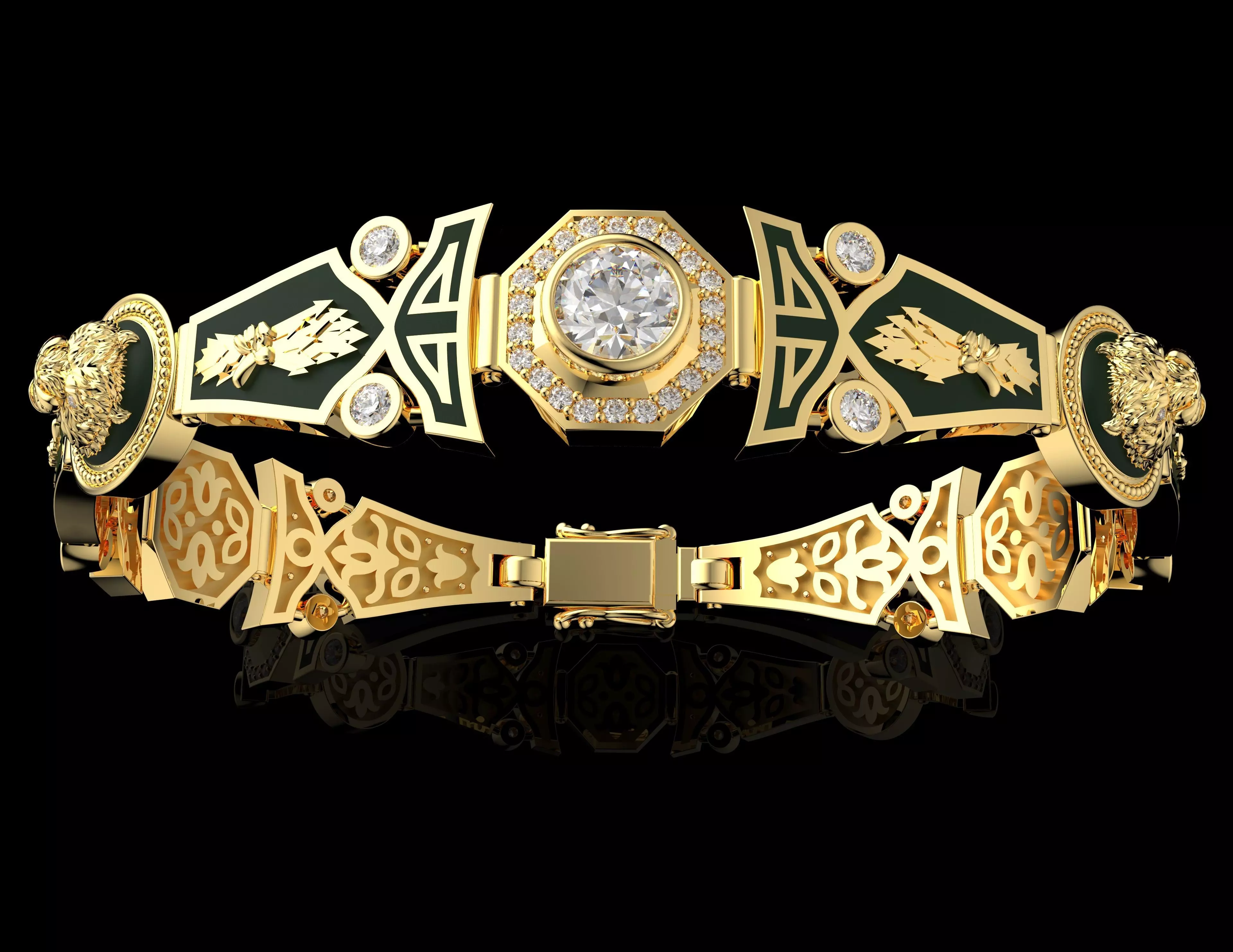 Golden Tiger Power Bracelet Luxury Gold Jewelry 3D print model_0