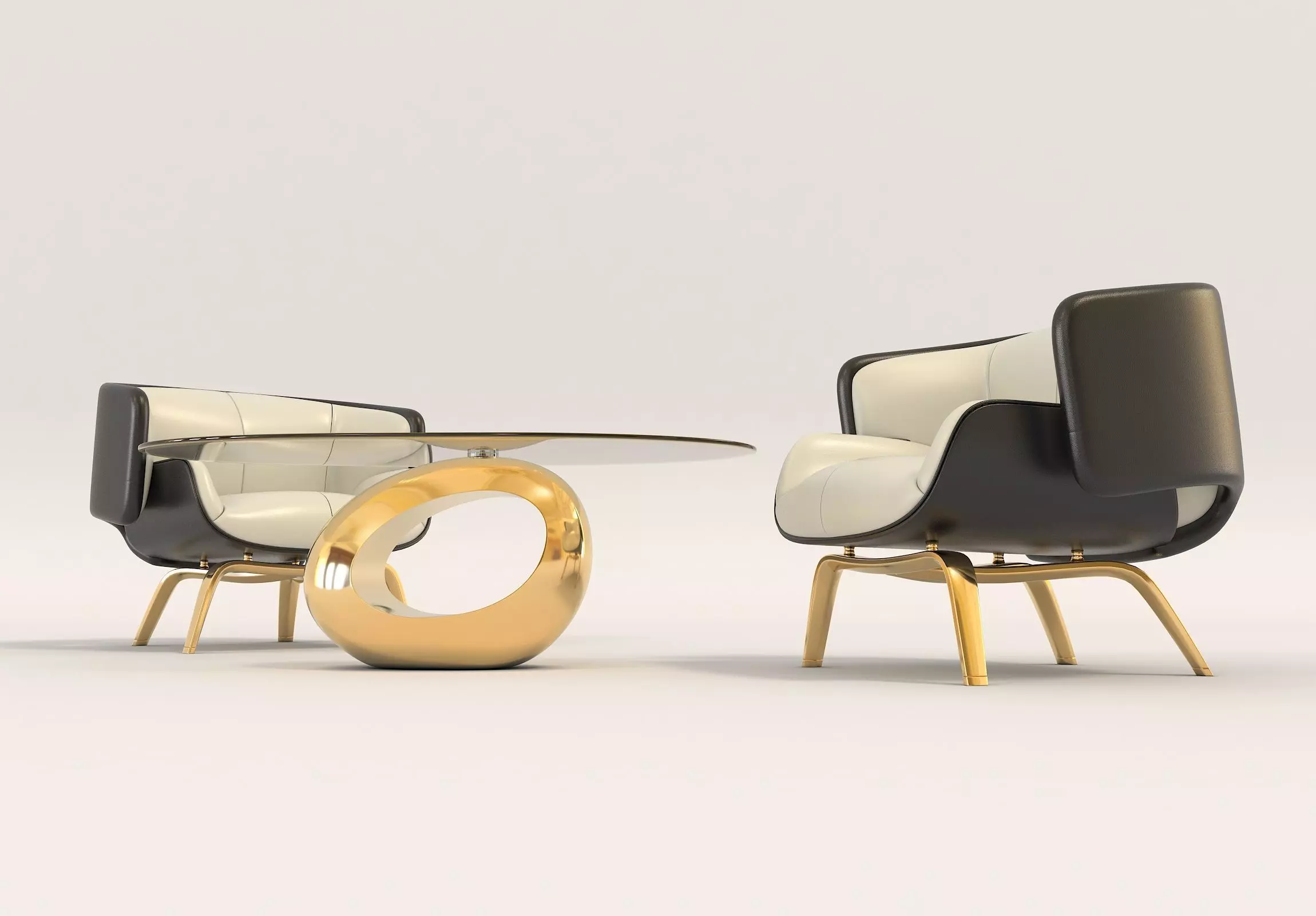 Modern Coffee Table and Armchair Set 8 3D model_2