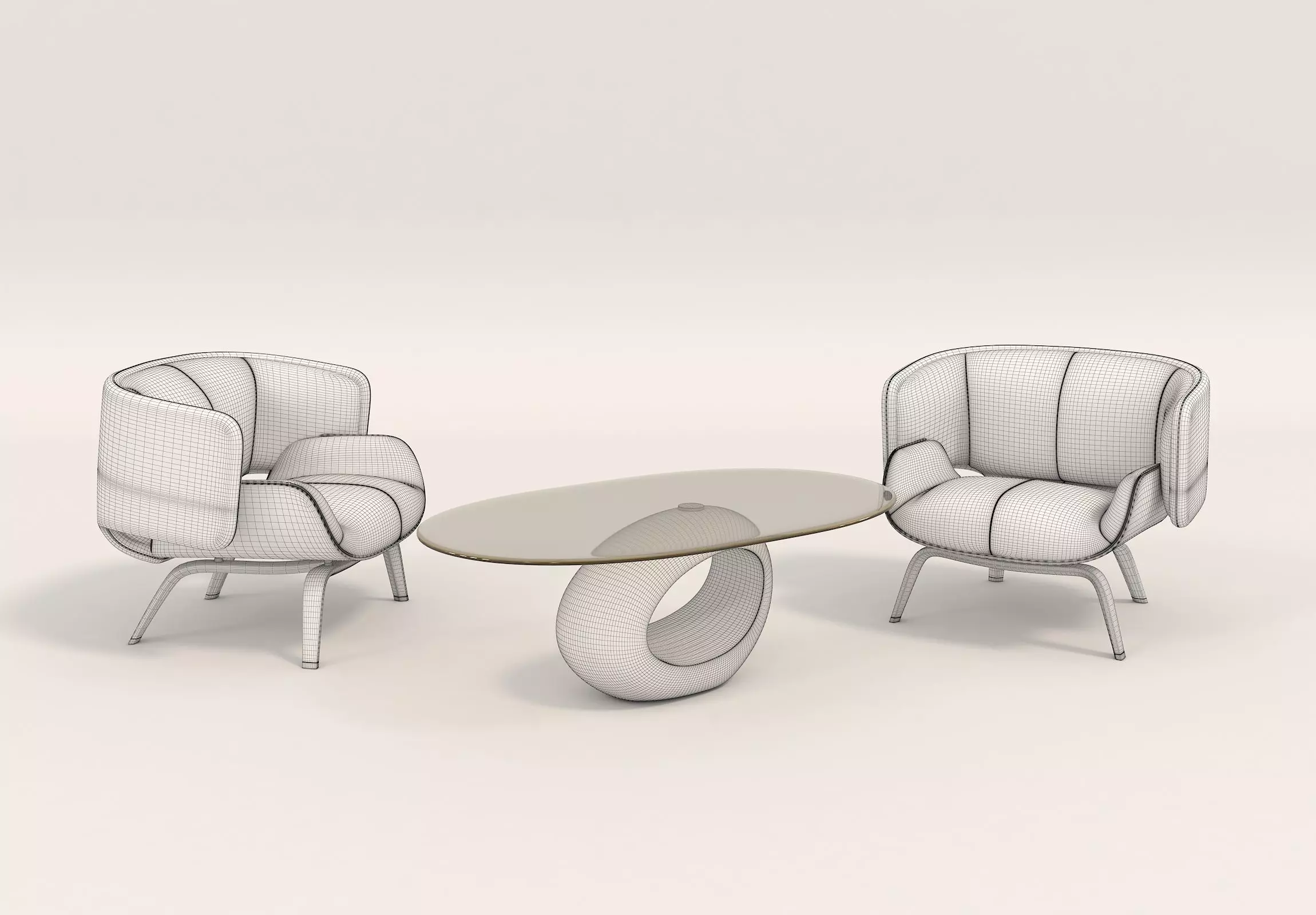 Modern Coffee Table and Armchair Set 8 3D model_8