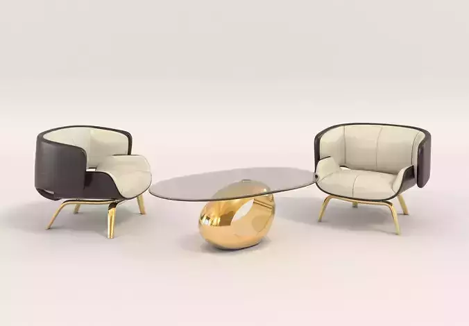 Modern Coffee Table and Armchair Set 8