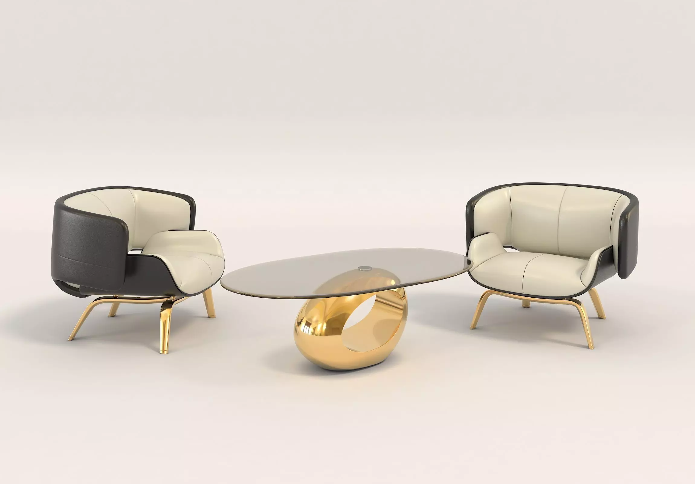 Modern Coffee Table and Armchair Set 8 3D model_0