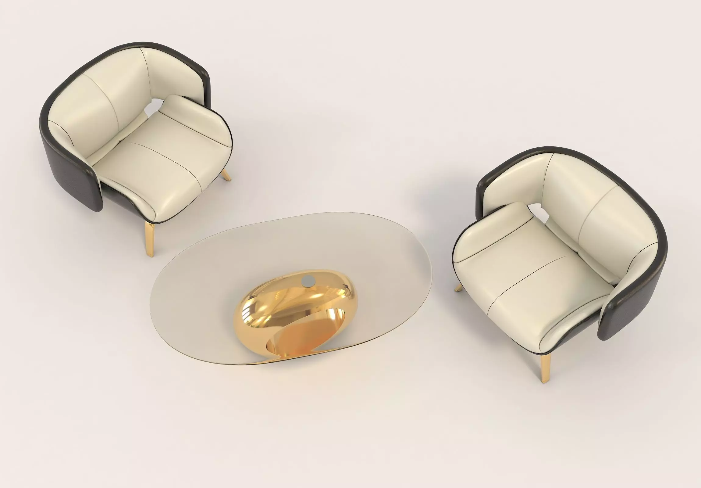 Modern Coffee Table and Armchair Set 8 3D model_1